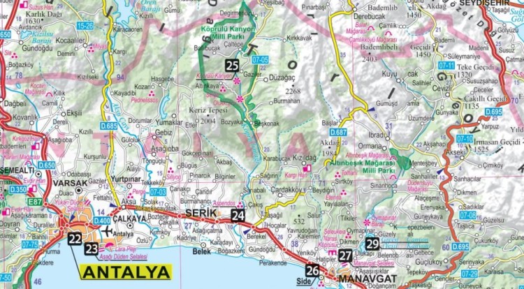 Turcja / Riwiera turecka. Laminowana mapa samochodowo-turystyczna + miniprzewodnik wydawnictwa ExpressMap. Fragment 1