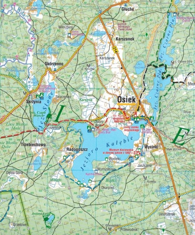 Bory Tucholskie - Szlak Kajakowy Brdy. Laminowana mapa turystyczna wydawnictwa Compass. Fragment 1