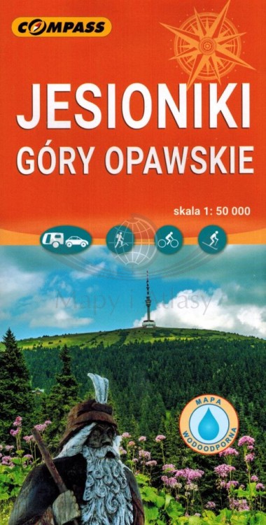 Jesioniki, Góry Opawskie 1:50 000. Laminowana mapa turystyczna wydawnictwa Compass. Okładka