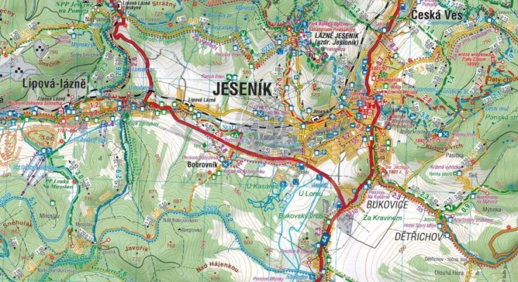 Jesioniki, Góry Opawskie 1:50 000. Laminowana mapa turystyczna wydawnictwa Compass. Fragment 2