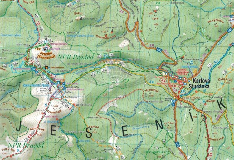 Jesioniki, Góry Opawskie 1:50 000. Laminowana mapa turystyczna wydawnictwa Compass. Fragment 3