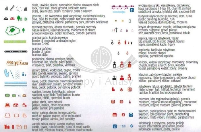 Jesioniki, Góry Opawskie 1:50 000. Laminowana mapa turystyczna wydawnictwa Compass. Legenda 2