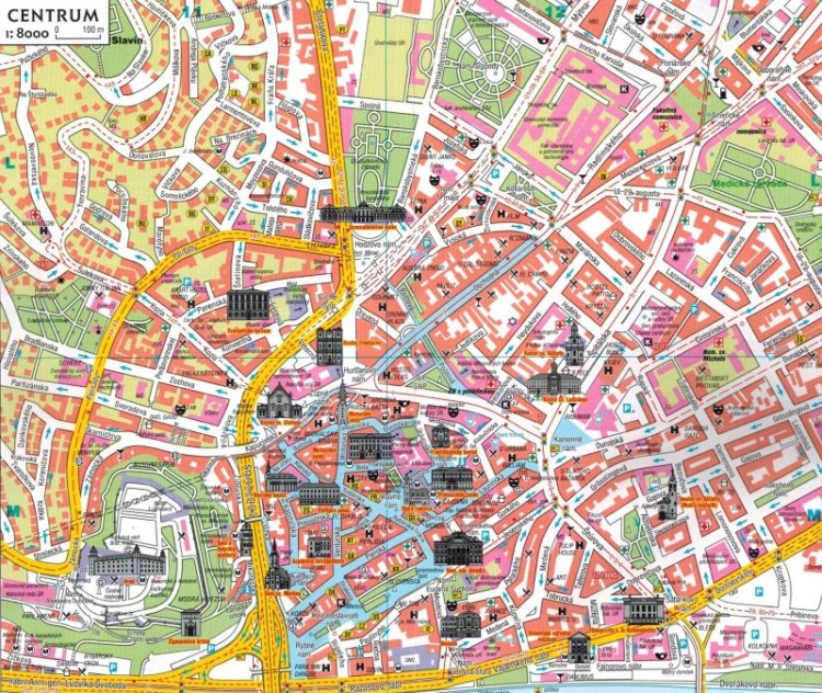 Bratysława 1:16 000. Mapa / Plan miasta wydawnictwa Freytag & Berndt. Fragment 1