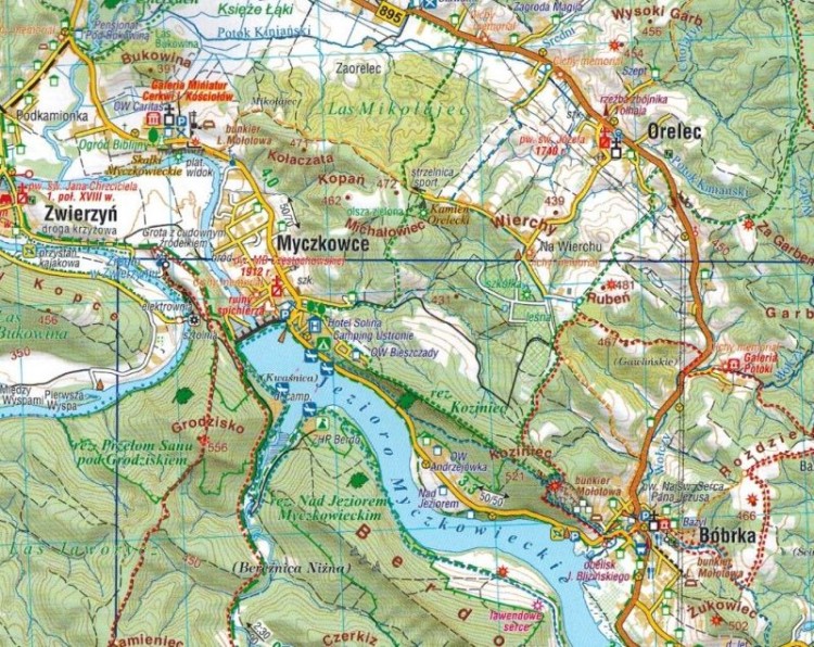 Bieszczady 1:50 000. Laminowana mapa turystyczna wydawnictwa Compass. Fragment 2