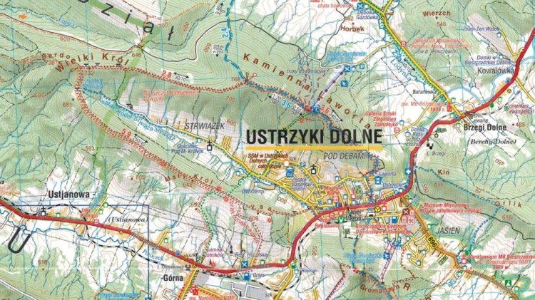 Bieszczady 1:50 000. Laminowana mapa turystyczna wydawnictwa Compass. Fragment 4