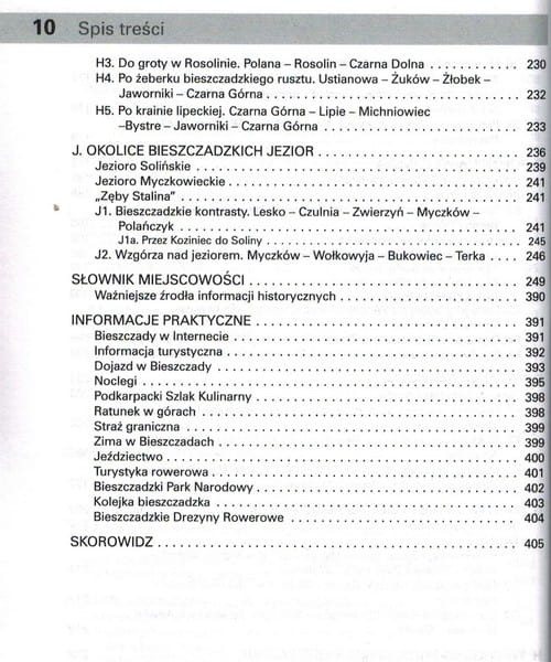 Bieszczady. Przewodnik dla prawdziwego turysty wydawnictwa Rewasz. Spis treści 4