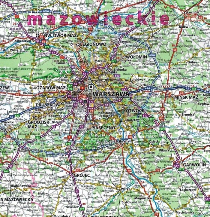 Polska 1:800 000. Jednostronna, wodoodporna mapa samochodowa wydawnictwa NEO-PILOT. Fragment 3