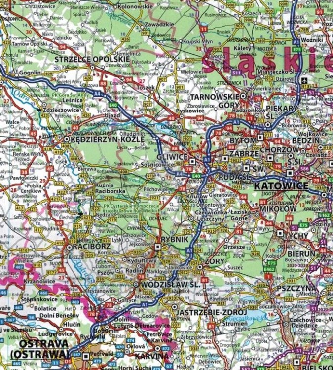 Polska 1:800 000. Jednostronna, wodoodporna mapa samochodowa wydawnictwa NEO-PILOT. Fragment 4