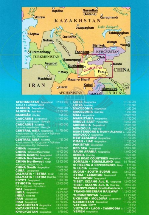 Tadżykistan 1:650 000. Mapa samochodowo-turystyczna wydawnictwa Gizi Map. Zasięg