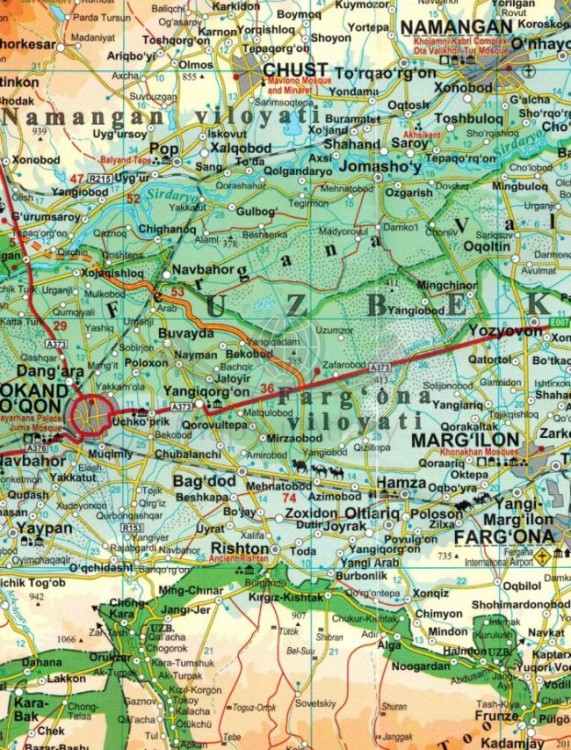 Tadżykistan 1:650 000. Mapa samochodowo-turystyczna wydawnictwa Gizi Map. Fragment 1