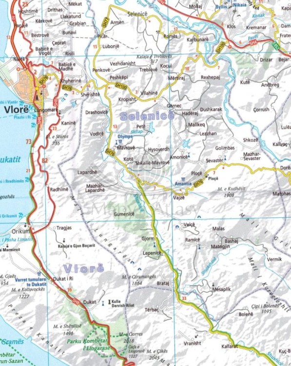 Albania. Mapa samochodowa 807 wydawnictwa Michelin. Fragment 2