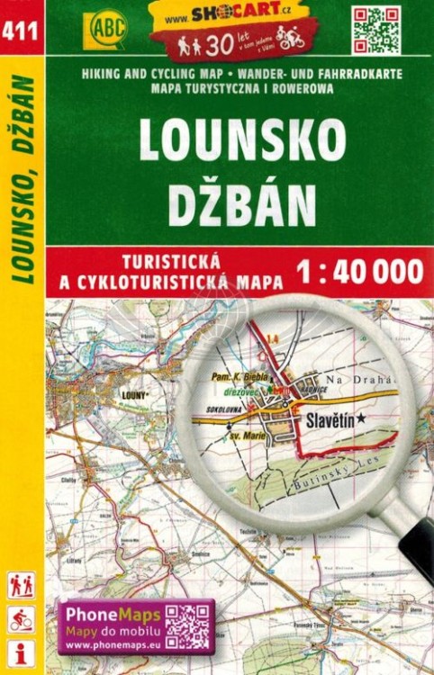 Lounsko, Dzban. Louny, Kladno. Mapa turystyczna 411 wydawnictwa Shocart. Okładka