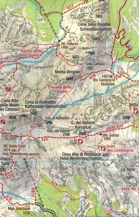 Alpy Julijskie. Park Narodowy Triglav. Wodoodporna mapa turystyczna 064 wydawnictwa Kompass. Fragment 1