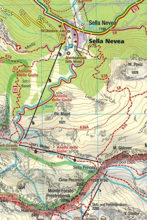 Alpy Julijskie. Park Narodowy Triglav. Wodoodporna mapa turystyczna 064 wydawnictwa Kompass. Fragment 2