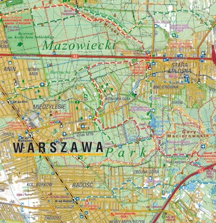 Południowe okolice Warszawy 1:50 000. Chojnowski i Mazowiecki Park Krajobrazowy. Laminowana mapa turystyczna wydawnictwa Compass. Fragment 3