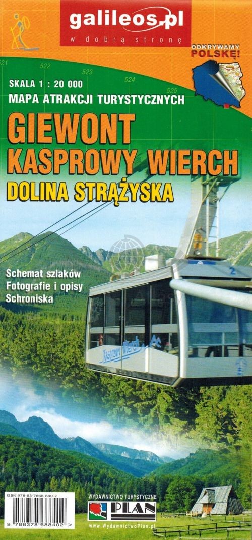 Tatry. Giewont, Kasprowy Wierch. Mapa atrakcji turystycznych. Galileos