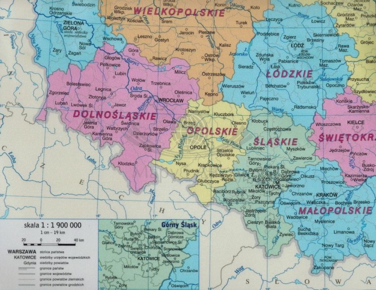 Polska. Podział administracyjny, podkładka na biurko wydawnictwa Demart. Fragment 2
