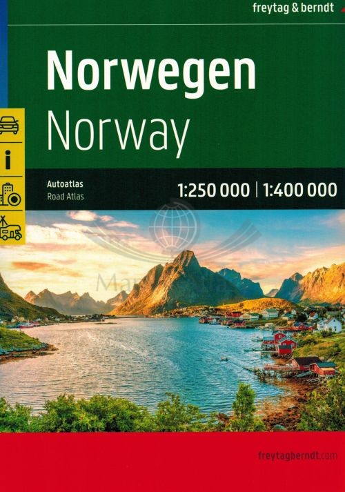 Norwegia 1:250 000 / 1:400 000. Atlas turystyczno-samochodowy wydawnictwa Freytag & Berndt. Okładka