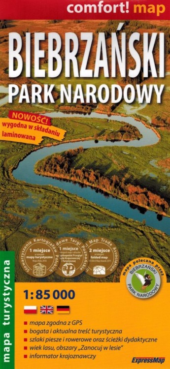 Biebrzański Park Narodowy 1:85 000. Laminowana mapa turystyczna wydawnictwa ExpressMap. Okładka