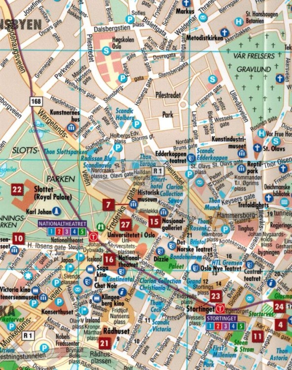 Oslo 1:11 000. Wodoodporna mapa turystyczna / plan miasta wydawnictwa Borch. Fragment 1
