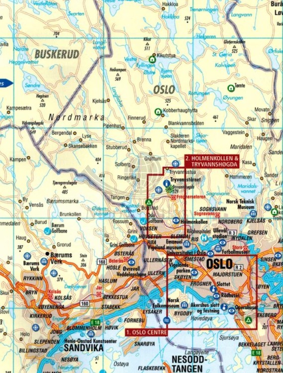 Oslo 1:11 000. Wodoodporna mapa turystyczna / plan miasta wydawnictwa Borch. Fragment 3