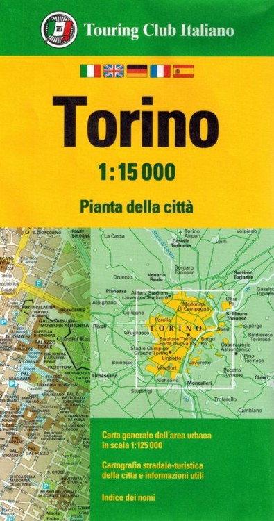 Turyn 1:15 000. Mapa turystyczna / Plan miasta wydawnictwa Touring Club Italiano. Okładka