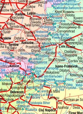 Euroazja. Mapa ścienna kolejowa. Fragment 1