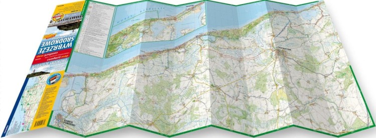 Wybrzeże Środkowe, część zachodnia. Dziwnów - Rewal - Kołobrzeg - Ustronie Morskie - Mielno. Laminowana mapa turystyczna wydawnictwa ExpressMap. Rozłożona mapa