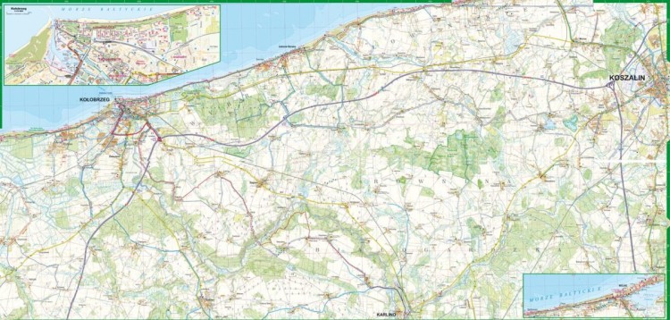Wybrzeże Środkowe, część zachodnia. Dziwnów - Rewal - Kołobrzeg - Ustronie Morskie - Mielno. Laminowana mapa turystyczna wydawnictwa ExpressMap. Strona druga