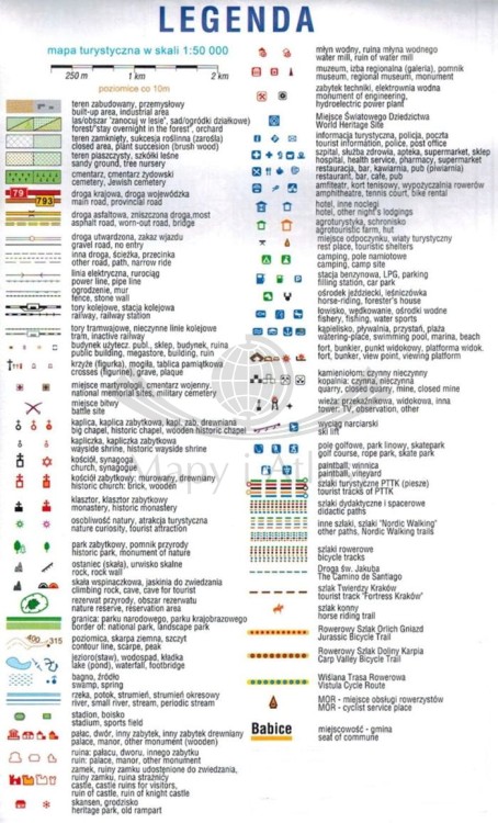 Jura Południowa, Dolina Wisły 1:50 000. Mapa turystyczna wydawnictwa Compass. Legenda