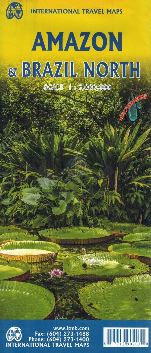 Amazonia i Brazylia północna. Wodoodporna mapa samochodowa. ITMB