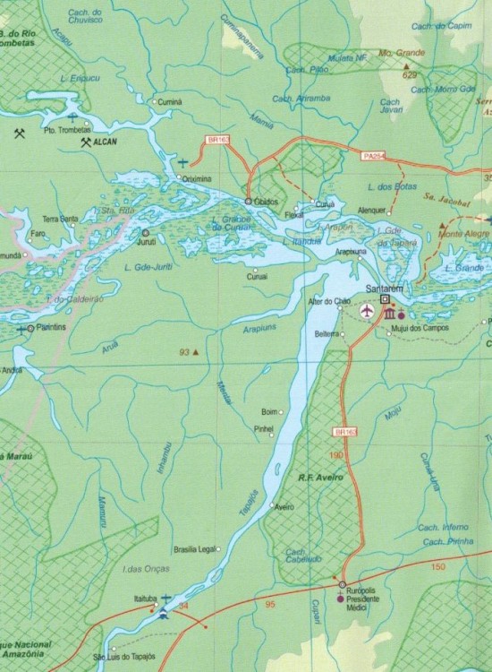Amazonia i Brazylia północna. Wodoodporna mapa samochodowa wydawnictwa ITMB. Fragment 1