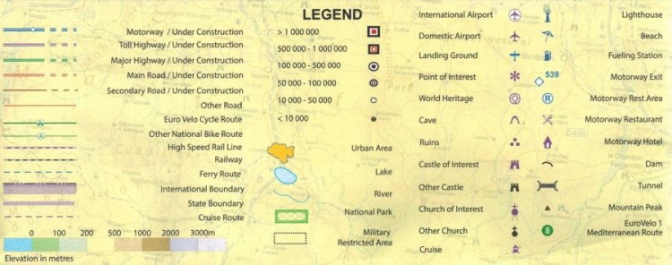 Monako i Lazurowe Wybrzeże. Mapa samochodowo-turystyczna wydawnictwa ITMB. Legenda