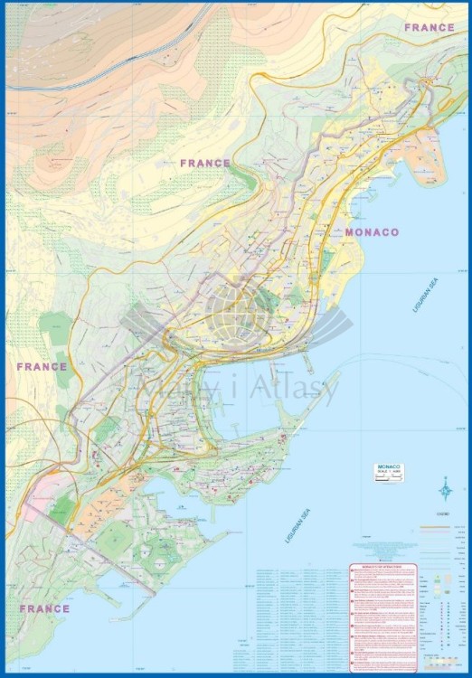 Monako i Lazurowe Wybrzeże. Mapa samochodowo-turystyczna wydawnictwa ITMB. Druga strona