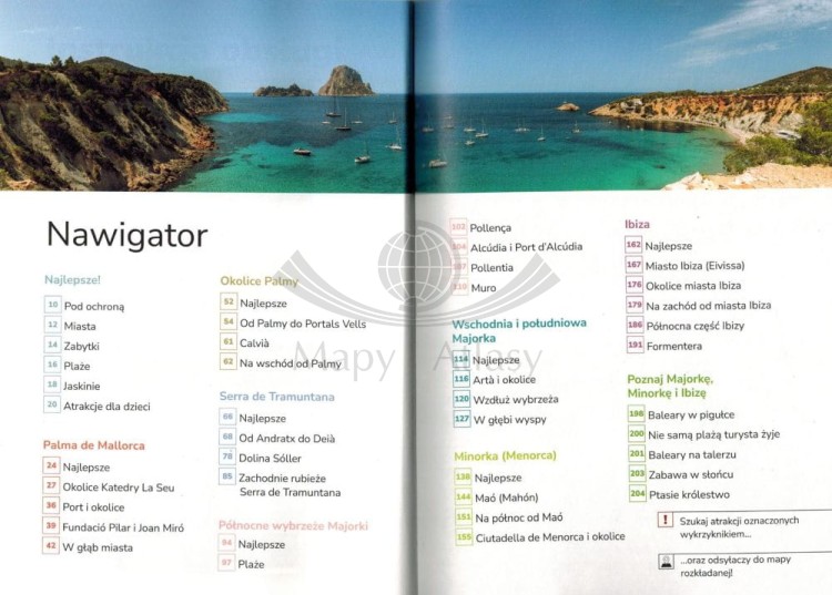 Majorka, Minorka, Ibiza. Inspirator Podróżniczy. Przewodnik + mapa wydawnictwa Pascal. Spis treści
