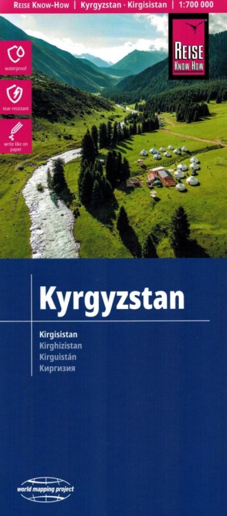 Kirgistan 1:700 000. Wodoodporna mapa samochodowo-turystyczna wydawnictwa Reise Know-How. Okładka