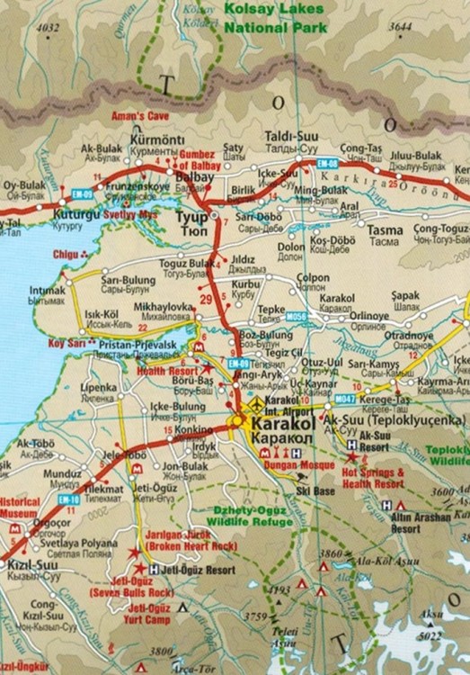 Kirgistan 1:700 000. Wodoodporna mapa samochodowo-turystyczna wydawnictwa Reise Know-How. Fragment 2