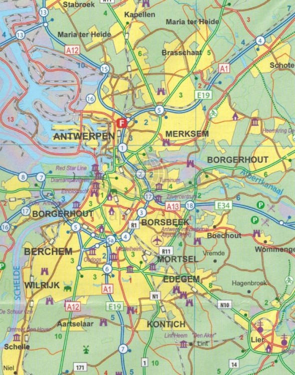 Luksemburg i zachodnia Belgia. Mapa samochodowo-turystyczna wydawnictwa ITMB. Fragment 1
