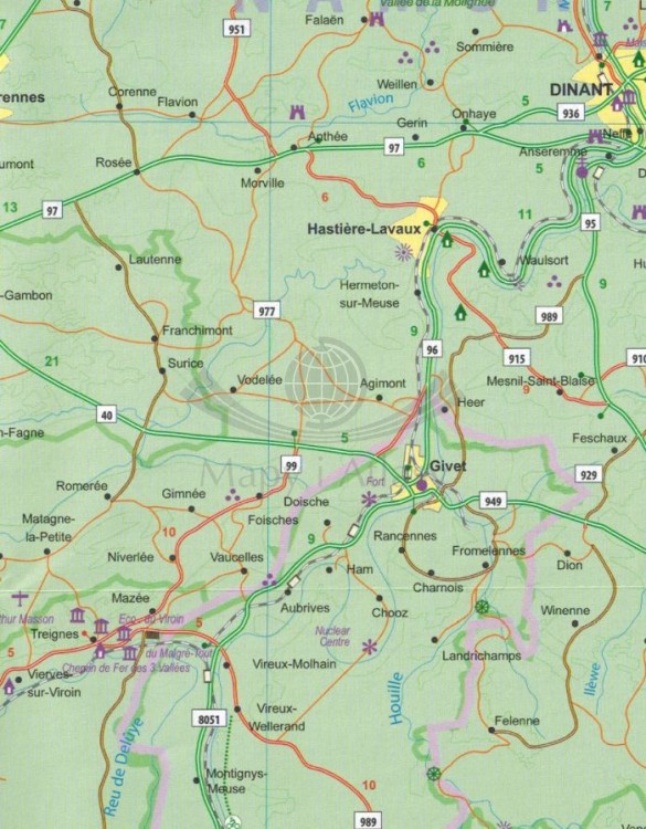 Luksemburg i zachodnia Belgia. Mapa samochodowo-turystyczna wydawnictwa ITMB. Fragment 2
