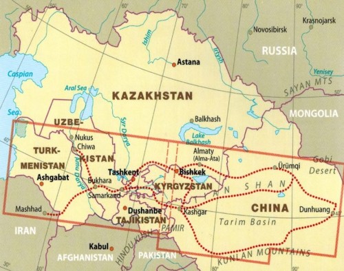 Jedwabny Szlak 1:2 000 000. Wodoodporna mapa samochodowo-turystyczna wydawnictwa Reise Know-How. Zasięg