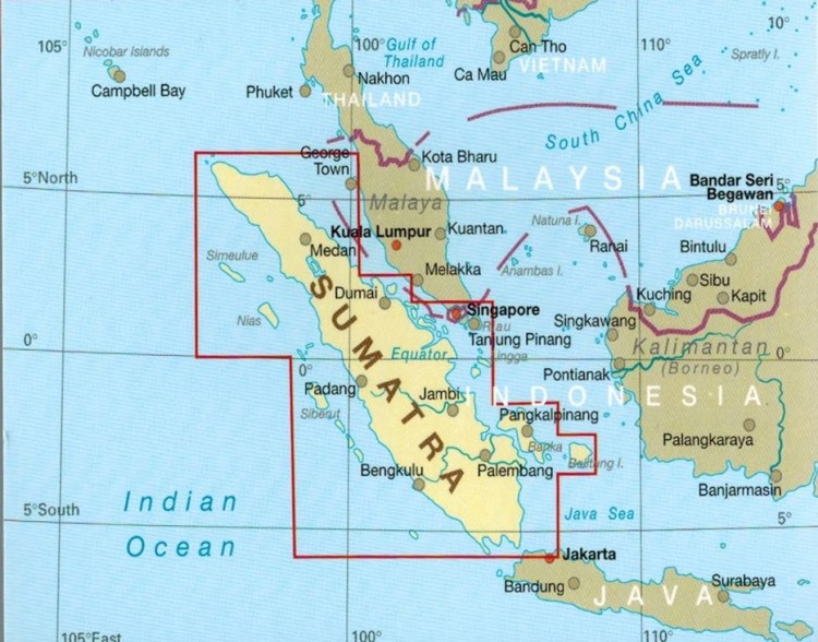 Sumatra, Indonezja 1:1 100 000. Wodoodporna mapa samochodowo-turystyczna wydawnictwa Reise Know-How. Zasięg
