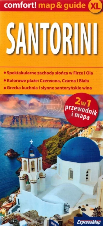 Santorini. Laminowana mapa turystyczna + Miniprzewodnik wydawnictwa ExpressMap. Okładka