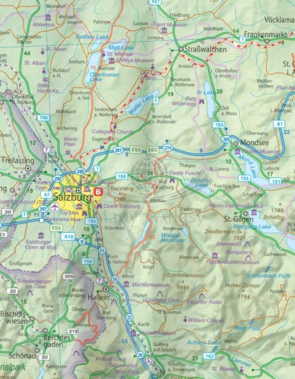Liechtenstein i zachodnia Austria. Mapa samochodowa wydawnictwa ITMB. Fragment 3