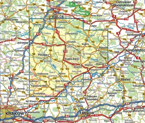 Ponidzie 1: 75 000. Szlak kajakowy Nidy. Mapa turystyczna wydawnictwa Compass. Zasięg