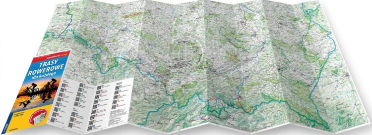 Trasy rowerowe dla każdego 2 w 1. Przewodnik + laminowana mapa wydawnictwa ExpressMap. Rozłożona mapa