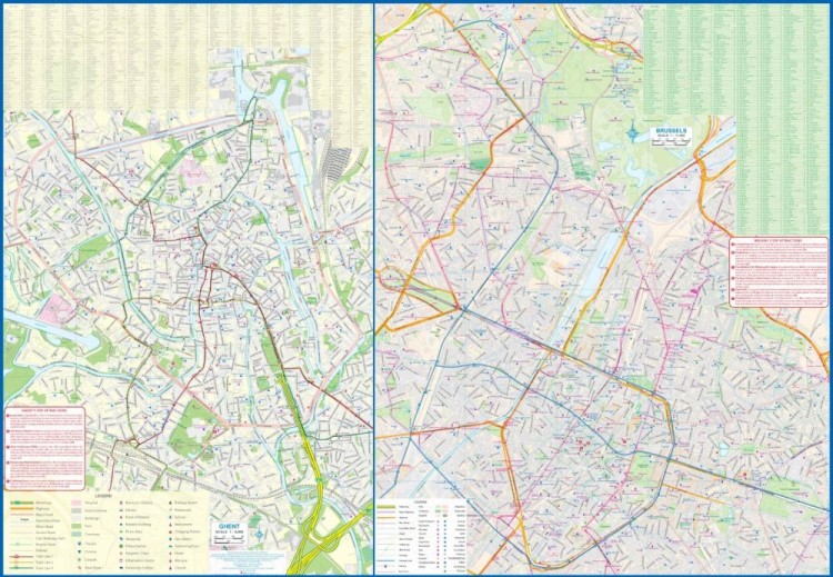 Gandawa (Gent), Bruksela, Flandria. Mapa samochodowo-turystyczna wydawnictwa ITMB. Druga strona