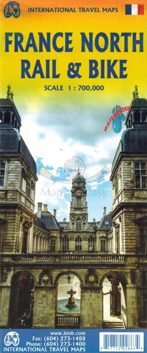 Francja północna 1:700 000. Wodoodporna mapa samochodowo-turystyczna. ITMB