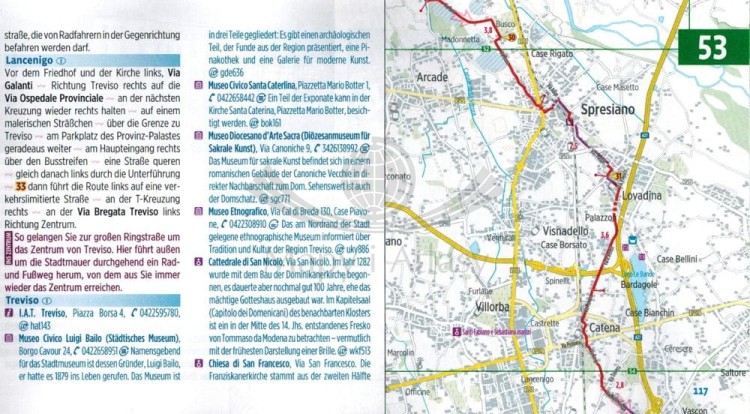 Via Claudia Augusta: od Dunaju przez Alpy po Adriatyk. Wodoodporny atlas rowerowy wydawnictwa Verlag Esterbauer. Przykładowe strony 2