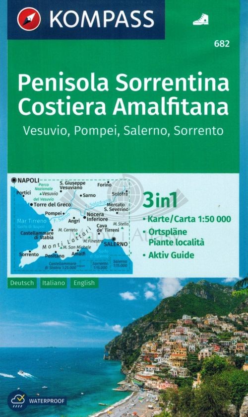 Penisola Sorrentina, Costiera Amalfitana / Półwysep Sorrentyński, Wybrzeże Amalfitańskie. Wodoodporna mapa 682. Kompass