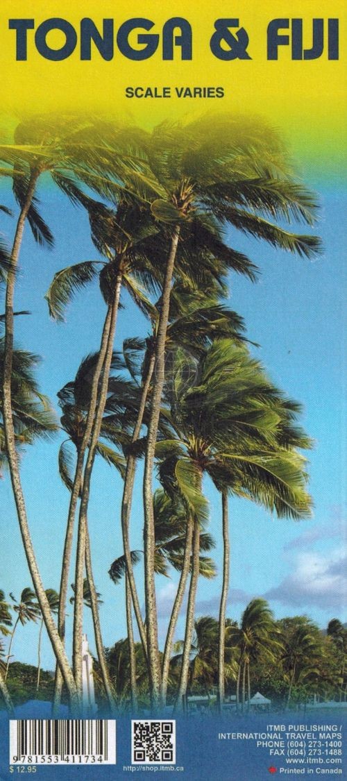 Fidżi (Fiji), Tonga. Mapa samochodowa. ITMB